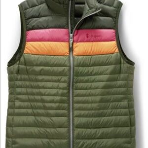 Cotopaxi Fuego striped Puffer Vest - Pink, Orange, Green
